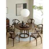 北美黑胡桃全原木圆形大餐桌北欧风实木圆桌大小户型家用转盘餐桌