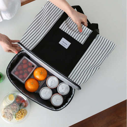 kiss the rain系列 条纹便当保温包保冷袋冷藏冰包 cooler bag