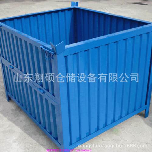 镀锌钢制金属周转箱工业仓储搬运箱承重强可折叠支持