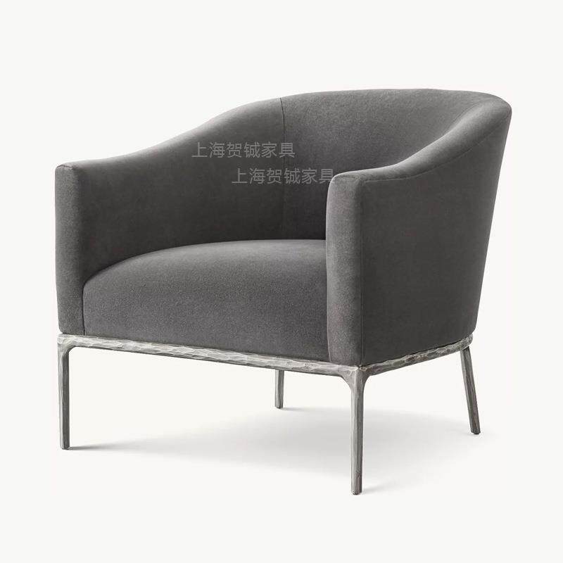 现约金属锻单人555造老代虎椅RH美式客厅布艺休闲沙发简椅意式轻