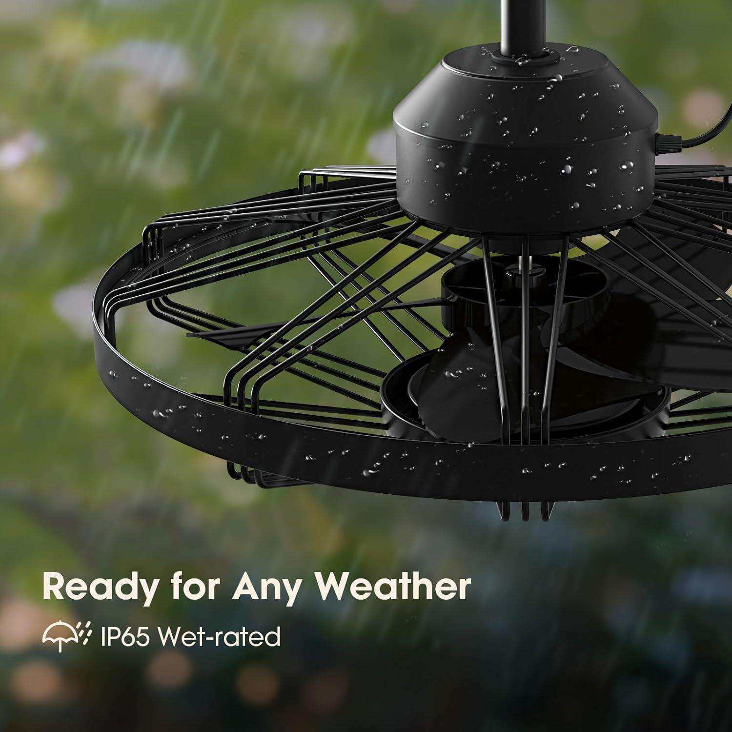 别墅庭院防雨防腐风扇灯厂家直销工业风户外防水风扇灯阳台吊灯