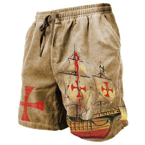 Men's Fitted Graphic Skull Print Casual Above-Knee Shorts -
