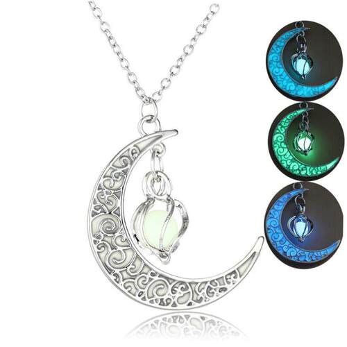 2019 Moon Glowing Necklace Gem Charm Jewelry Silver Plated
