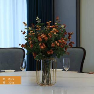 高端蔷薇花轻奢桌面摆件北欧餐桌假花装 饰摆花客厅仿真花干花花束