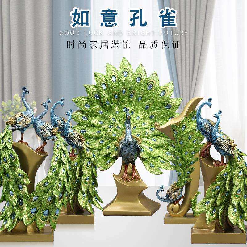 新款直销欧式现孔雀爱侣创意家居工艺品摆件客厅装饰品婚庆摆件发