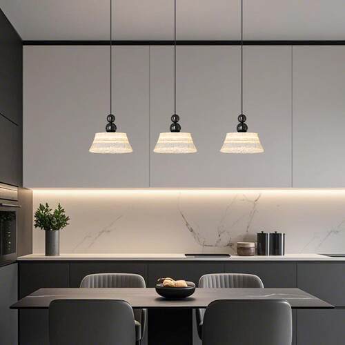 餐厅吊灯意式极简高级感水波纹岛台吧台灯简约卧室床头小吊灯