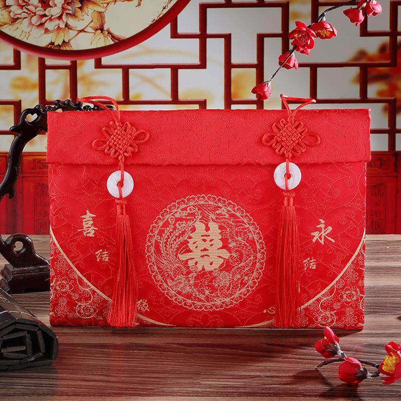 锦团万元包利是封结婚用万元包布袋改口费过年红包中国风布艺绸缎