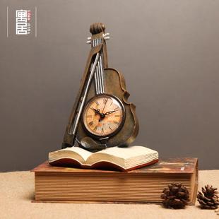 新款 复古乐器钟表模型创意家居工艺品开业生日礼品 欧式 时钟摆件