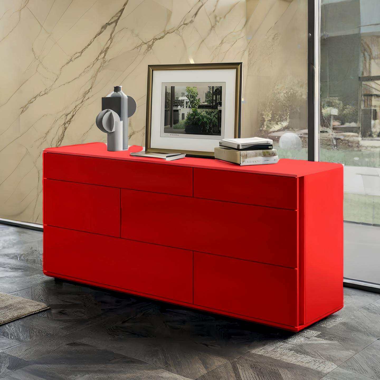 北欧烤漆六斗柜艺术卧室抽屉柜现代简约实木储物柜收纳电视柜整装