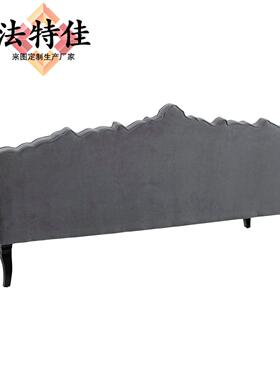 式美高端ZDJ轻发奢丝绒灰色沙发新古简欧仿古实木典沙设计师软包