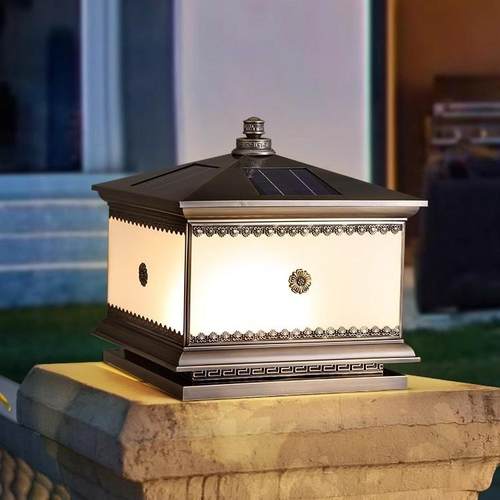 柱头灯太阳能接电两用户外防水别墅大门围墙门柱灯庭院灯中式全铜