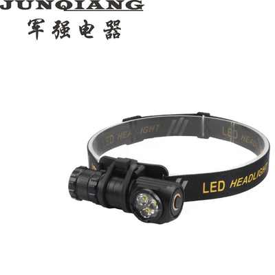 头戴式新款头灯强光多功能户外usb充电 头灯骑行跨境三眼灯手电筒