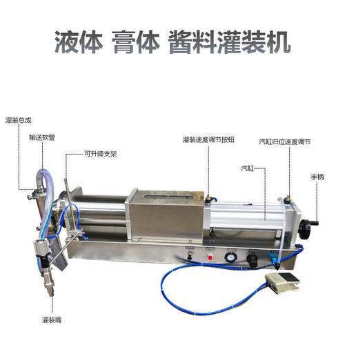 小型单头全气动液体灌装机洗发水半自动自吸活塞膏体灌装机现货