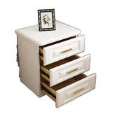 实木轻奢床头柜简约现代白色北欧床边小柜子经济型卧室整装 免安装