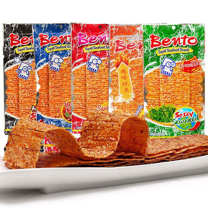 包邮泰国进口bento拌多乐超味鱿鱼片20g辣味手撕即食鱿鱼干鳕鱼丝
