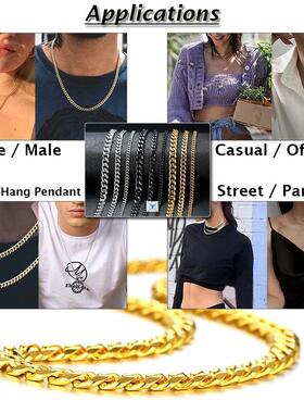 Basic Punk Stainless Steel Necklace for Men Women Curb Cuban