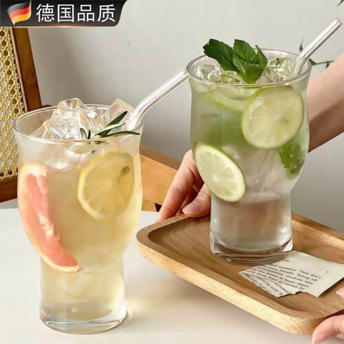大容量玻璃杯高颜值果汁杯宽口水果茶杯奶茶咖啡杯饮料杯啤酒杯子
