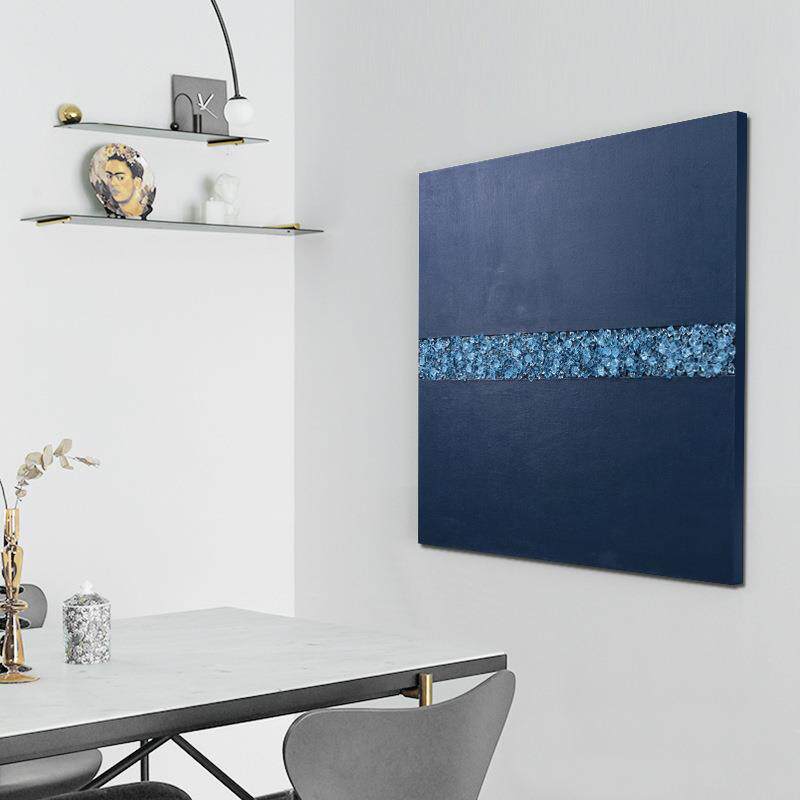 现代简约克莱因蓝装饰画立体水晶实物画沙发背景墙样板间抽象挂画