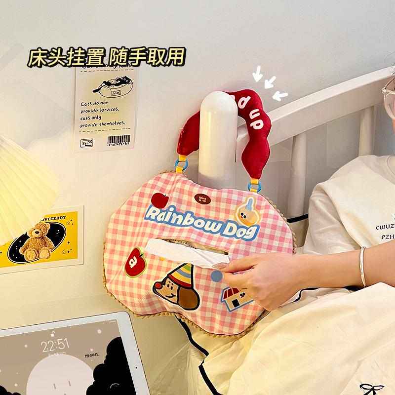 可爱布艺悬挂式纸巾袋少女床头抽纸袋吊挂式纸巾盒抽纸挂袋纸抽袋
