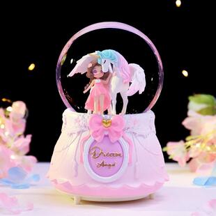 透明水晶光球创意办公室桌面摆件装潢饰品独角兽女孩工艺品