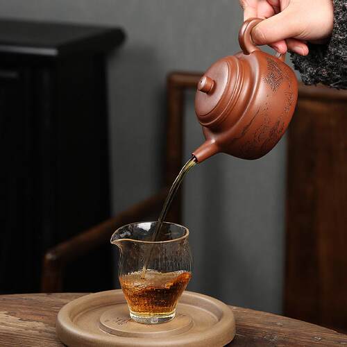 宜兴原矿紫砂壶中槽青大容量刻字刻画传统茶具德中泡茶壶
