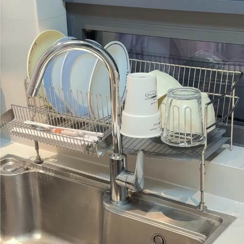 厨房窗台沥水架水槽置物架碗碟盘家用不锈钢可调高度收纳层架碗架