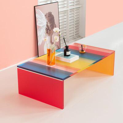 亚克力彩虹色茶几客厅家用现代小户型网红茶几桌轻奢风桌面
