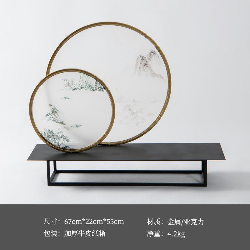 新中式金属亚克力山景摆件客栈酒店样板间售楼处书房玄关软装饰品