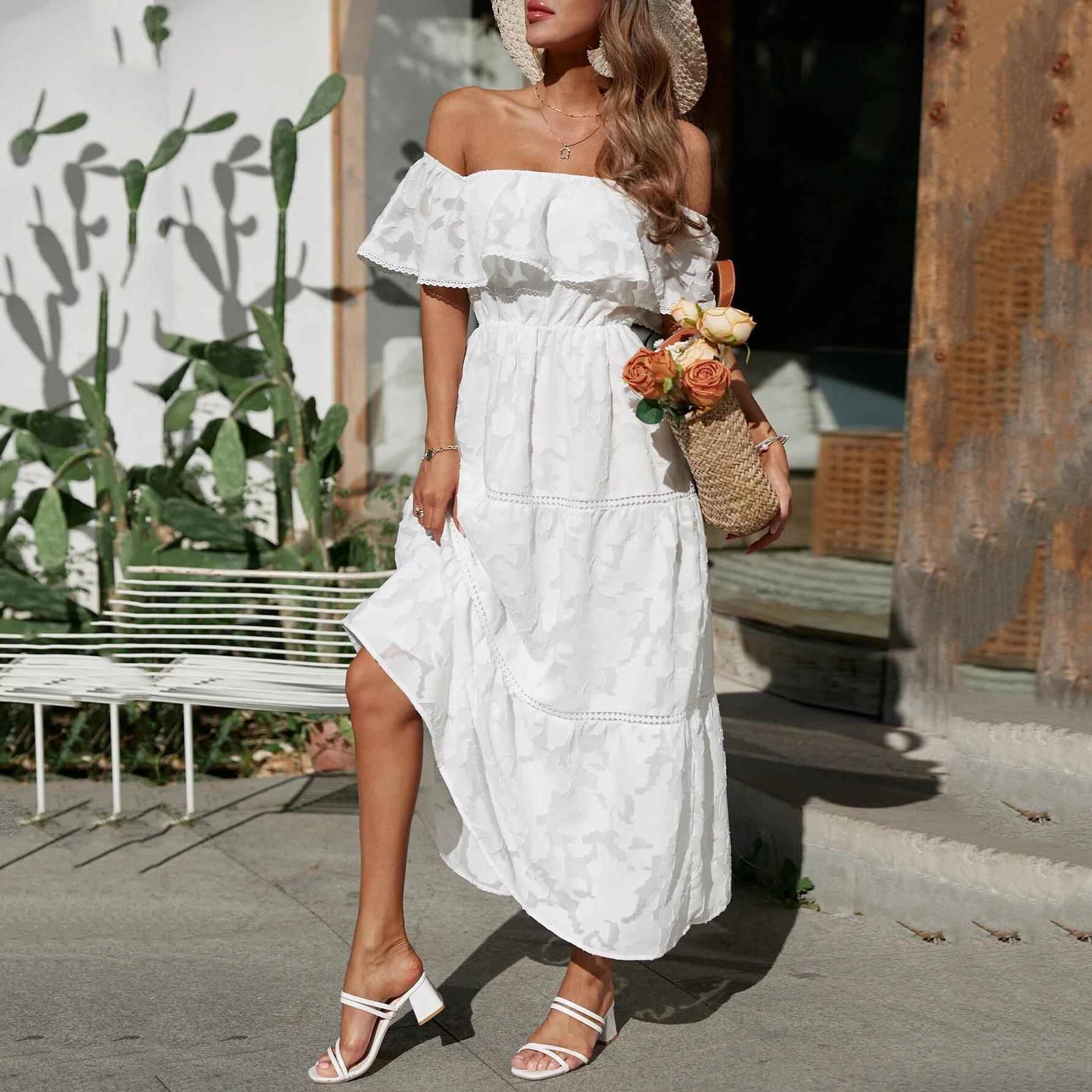 designer fashion summfer dress elegant off shoulder sexy