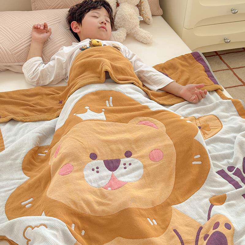 儿儿童纯棉十层布盖毯单全棉毛巾纱被qc-mj031人宝宝四季通用幼园