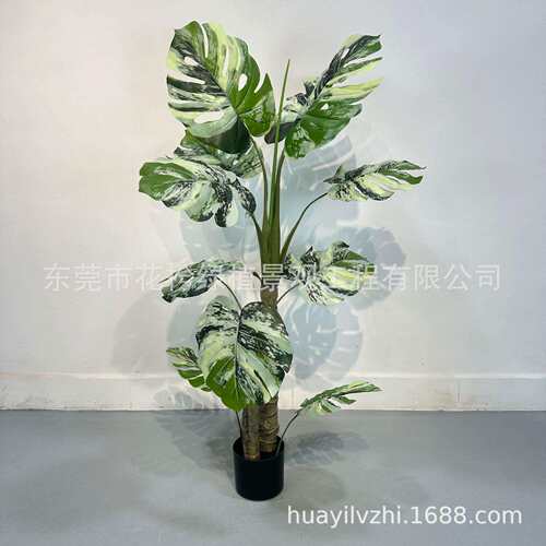 仿真龟背竹棕壳假绿植装饰植物造景大型盆栽室内客厅落地家居摆件