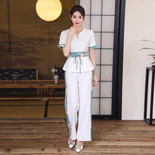 高端泰式spa技师工作服女养生会所头疗店足疗足浴短袖工服套装夏