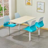 高档食堂餐椅工公司方管脚食桌工工职厂学校四人连体员抗倍特桌面