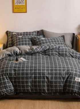 高档全棉简约欧上四床件套220x4240纯棉2x2.3被套2.2x2.米1.8m床