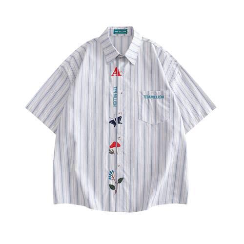 Embroidered shirt short sleeved men's couple shirt