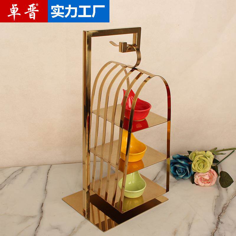 金色甜品台摆件冷餐茶歇台摆台下午茶点心架蛋糕架托盘展示架鸟笼