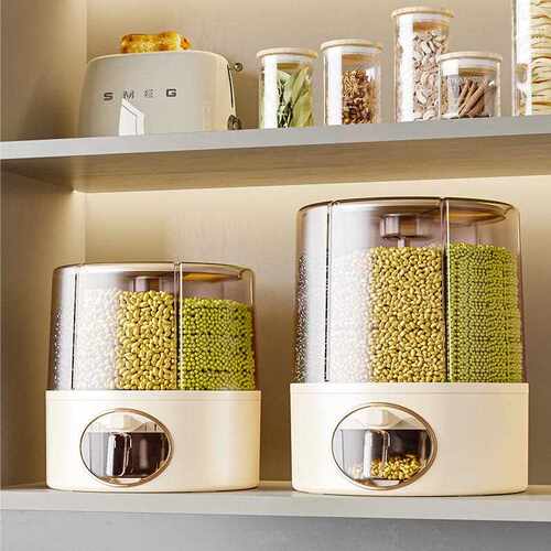 Rice bucket旋转储存各种谷物的大米收纳盒，家用防虫防潮密封米