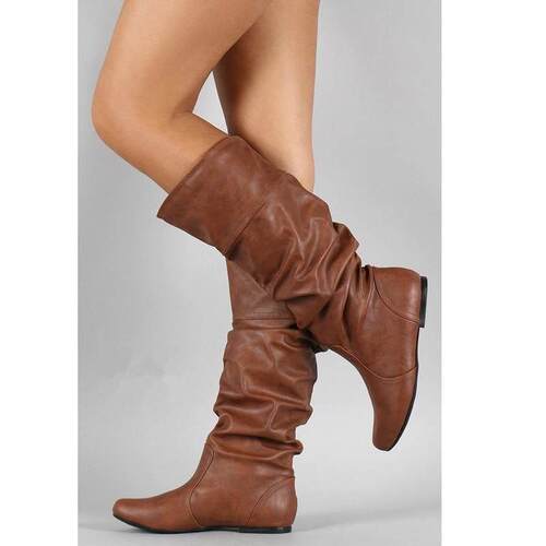 women leather long boots for ladies wedge shoes EUR40 43 42