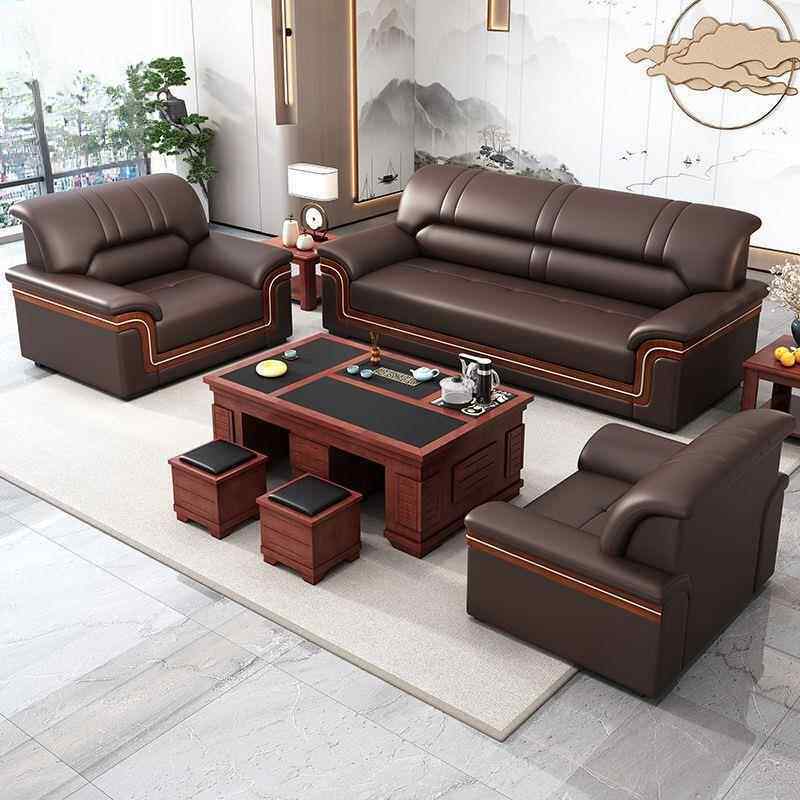 现代简约办公沙发高档家居家具客厅接待简易三人位办公室茶几组合