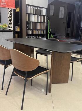 中古风实长木岩餐桌简款约家用小户CT-2025-型新方板形餐桌椅组合