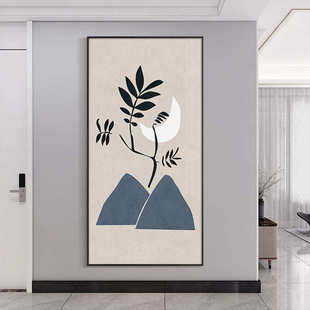 现代简约玄关莫兰迪色系装饰画过道壁画北欧抽象艺术竖版客厅挂画