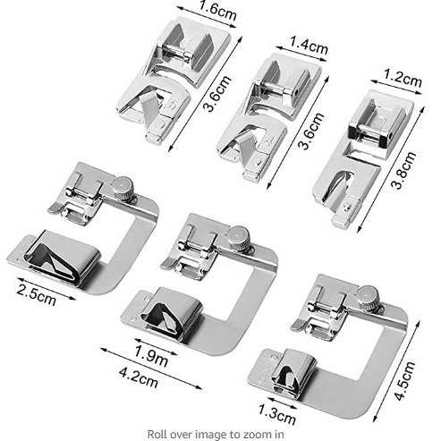 缝纫机7307 3/4/6毫米卷边 6290包边卷边4/8 6/8 8/8英寸套装压脚