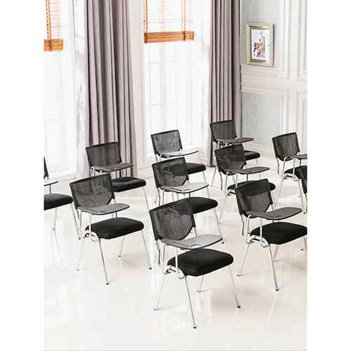 可叠落培训椅带桌板会议椅带写字板办公靠背记者补课学生椅子一体