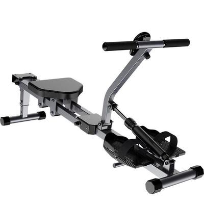Dual track hydraulic resistance rowing machine for home indo