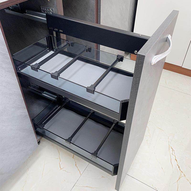9拉篮厨房橱柜200侧装调味篮抽屉式250窄柜调料双层铝合金置物