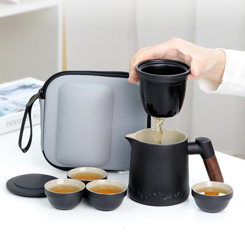 旅行功夫茶具小套装随身户外泡茶器车载快客杯便携式一壶四杯礼品