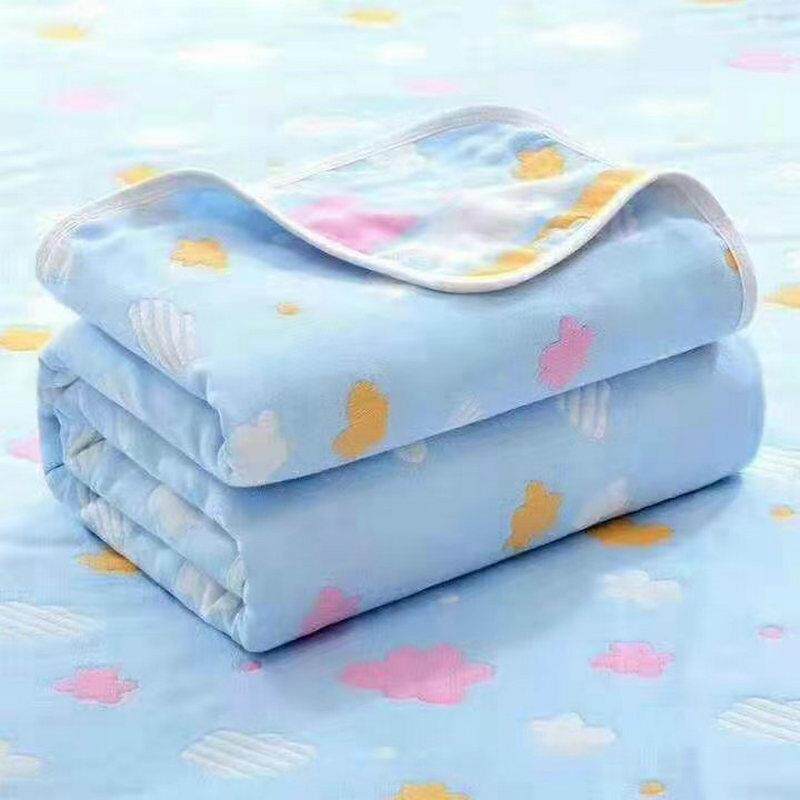 棉制六层纱布毛巾被 新生儿抱被盖毯婴儿纱布浴巾柔软儿童洗面巾