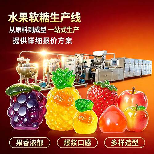 4d立体水果软糖生产线设备定制全套软糖浇注机维生素软糖生产线用