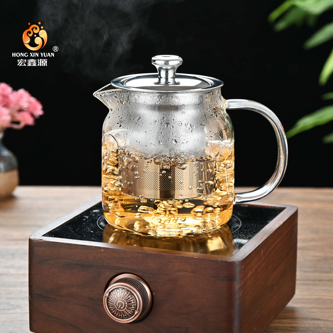 宏鑫源品牌玻璃茶具耐高温 加厚花茶壶 大容量 不锈钢过滤网
