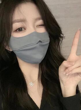 冰丝防晒口罩女夏季薄款抗UV全脸护眼角灰色防尘透气遮阳面罩